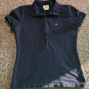 Lacoste Women's Navy Button Down Polo Shirt